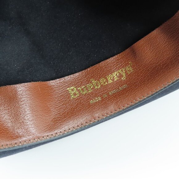 VTG Burberrys Womens Medium M Dark Navy Blue Bowler Derby Hat Made in England main image 7